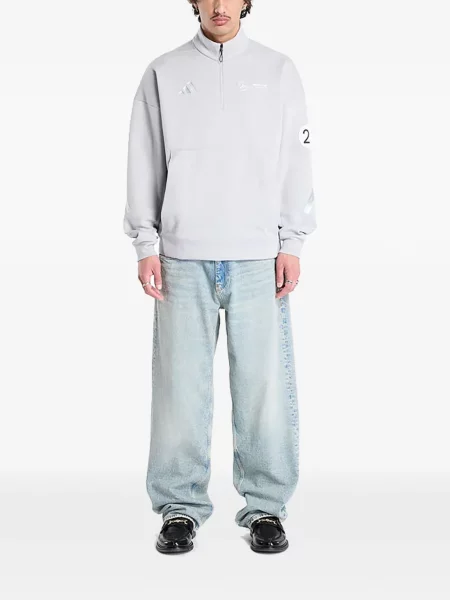 Šněrovací pruhované krajkové kalhoty Adidas modré