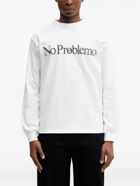 Lung tricou No Problemo cu imagine alb