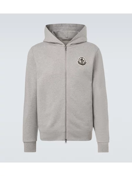 Hanorac cu glugă Moncler cu autograf gri