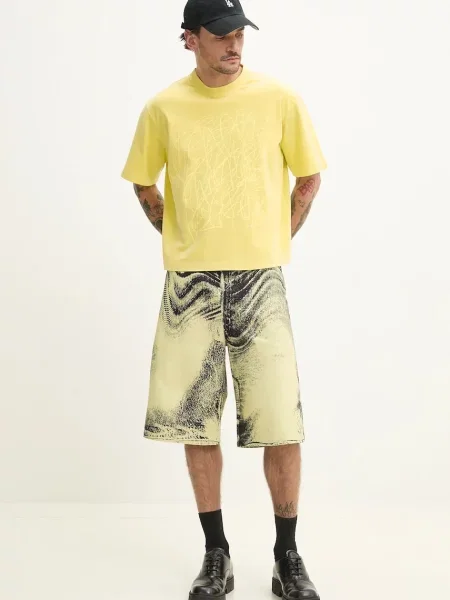 CAMPERLAB t-shirt zielony z nadrukiem żółta