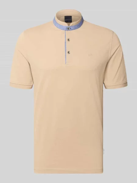 Koszulka polo w kroju slim fit ze stójką Bugatti beżowa