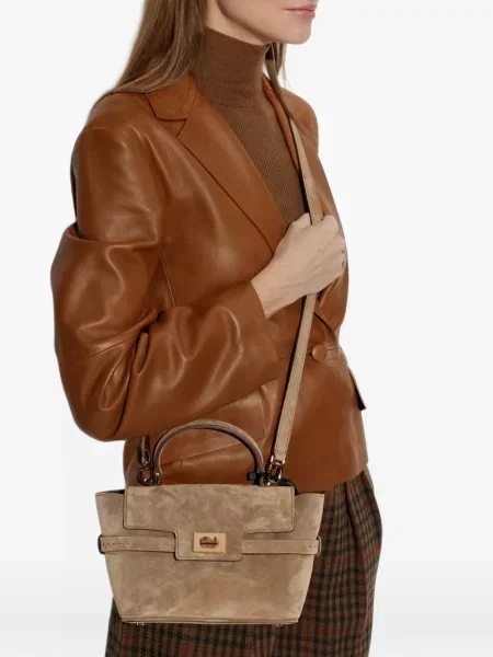 Geantă Max Mara din piele de căprioară bej