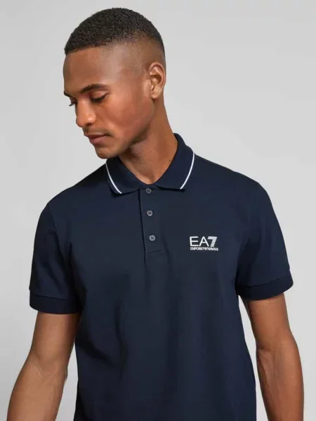 Koszulka polo o kroju regular fit z nadrukiem z logo Emporio Armani Ea7 niebieska
