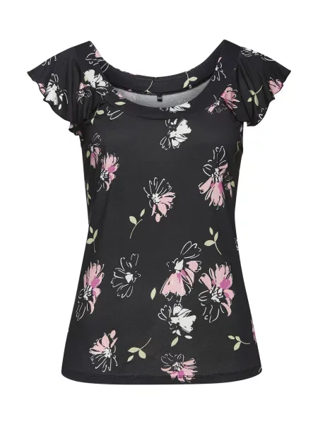 VIVANCE Tricou verde pastel / roz / negru alb