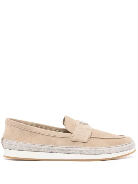 Pantofi loafer Prada din piele de căprioară cu autograf