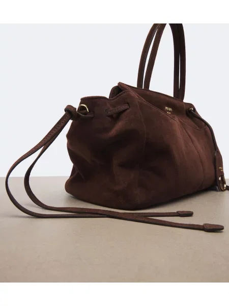 Geantă shopper Prada din piele de căprioară maro