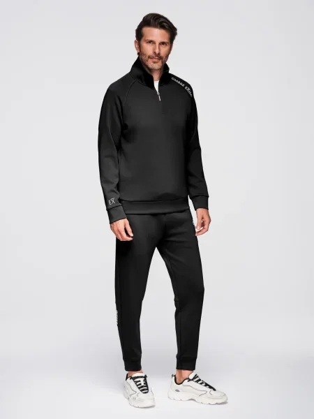Pantaloni de jogging Ombre cu guler de stand-up negru