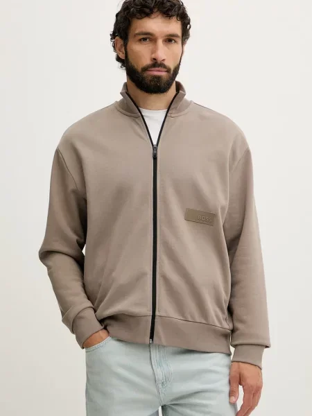 BOSS Green hanorac cu bărbătesc din SW_Collar Full Zip bej
