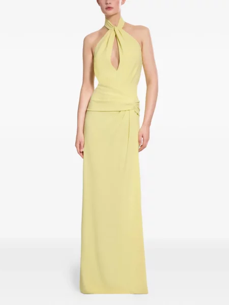 Rochie maxi Elie Saab cu gât halter galben