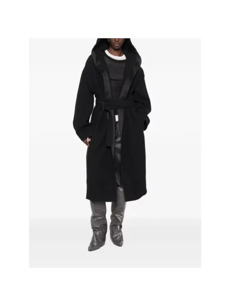 Płaszcz Rick Owens wełniany z kapturem czarny