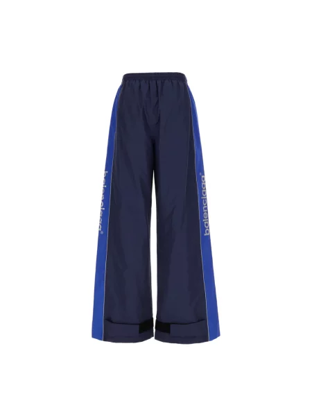 Lniane spodnie dresowe Balenciaga niebieskie