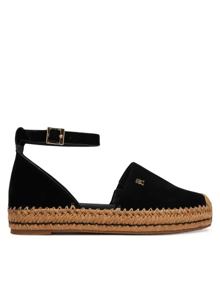 Espadrile Tommy Hilfiger Th Platform Espad Suede Strap črna