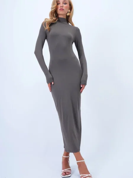 Trend Alaçatı Stili Obleka dimno-siva siva