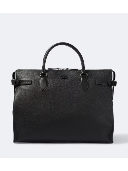 Servietă Valentino Garavani din piele negru