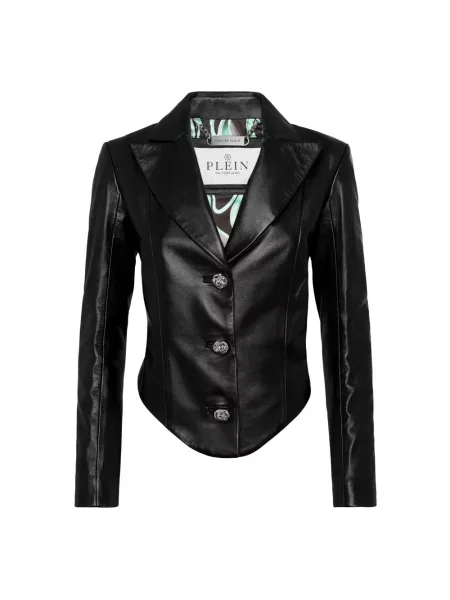 Marynarka Philipp Plein skórzana retro czarna