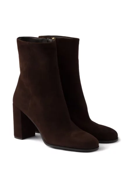 Botine Prada din piele de căprioară maro