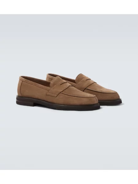 Pantofi loafer Thom Sweeney din piele de căprioară maro
