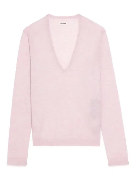 Pulover Zadig&voltaire tricotate cu decolteu în V roz