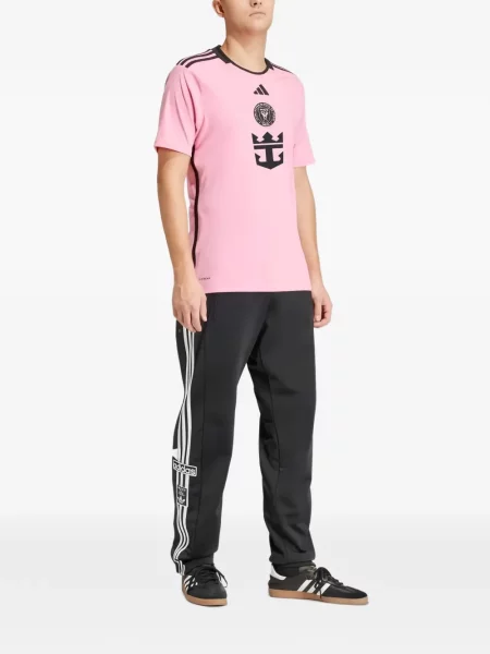 Papuci de casă Adidas cu autograf cu dungi roz