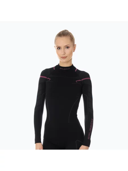 Longsleeve termoaktywny Brubeck Thermo czarny/różowy czarna