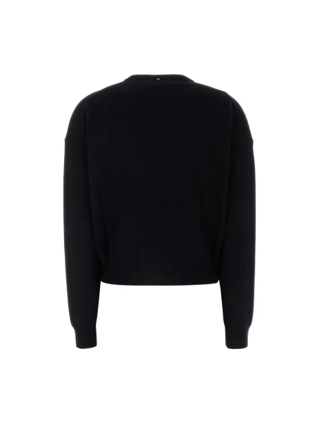 Sweter Sportmax wełniany z dekoltem w serek czarny