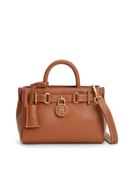 Tommy Hilfiger Ročna torba American Icon Micro Tote Leather rjava