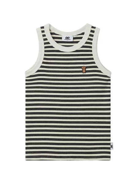 Top Chocoolate cu broderie cu dungi