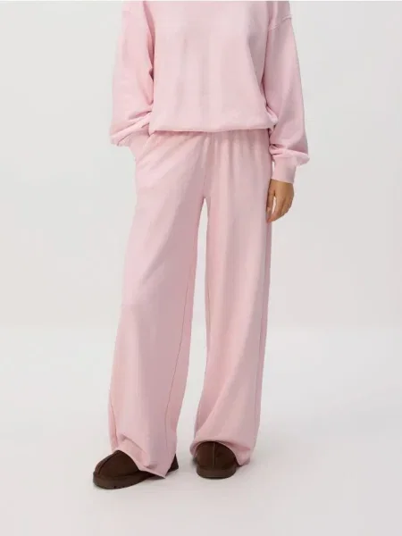 Reserved Широкі спортивні штани пастельний рожевий