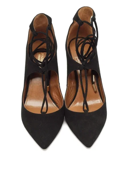 Полуотворени обувки Aquazzura с дантела черно