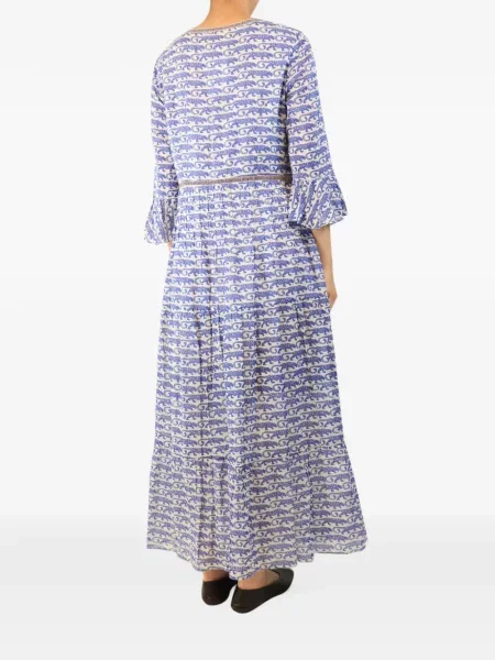 Rochie midi Le Sirenuse Positano cu imagine cu decolteu în V cu dungi de tigru albastru