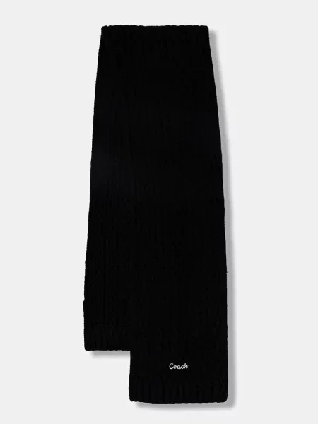 Šal s primesjo volne Coach črna