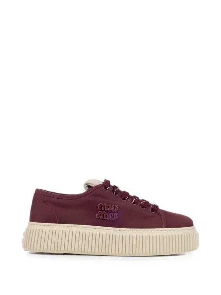 Sneakerși Miu Miu cu broderie violet