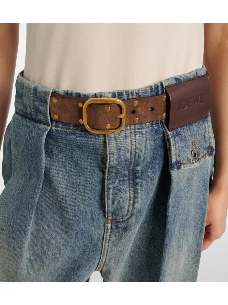 Curea Loewe din piele de căprioară cu tepi maro