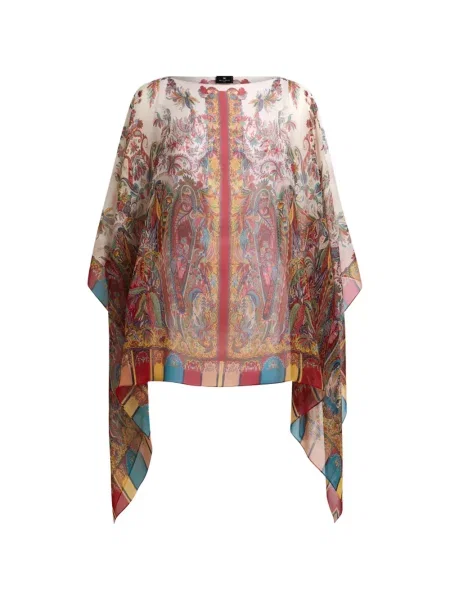 Poncho Etro de mătase cu model paisley