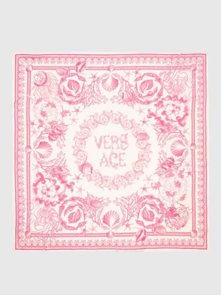 Хустка із шовку в принт Versace бежева