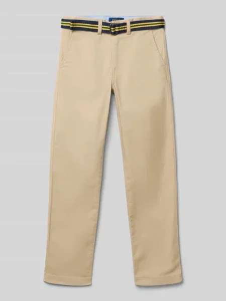 Spodnie materiałowe o kroju straight fit z wpuszczanymi model ‘Bedford’ Polo Ralph Lauren beżowe