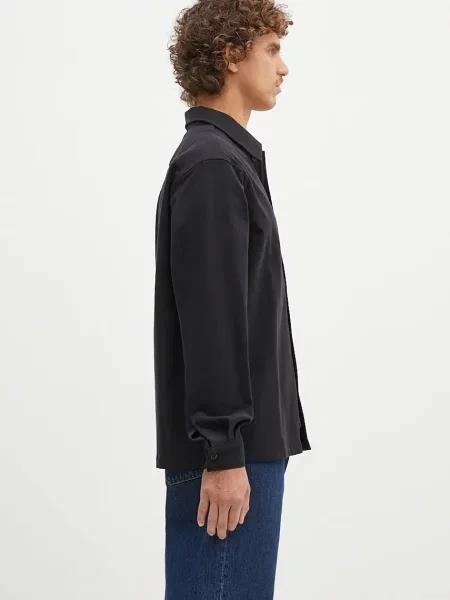 Norse Projects koszula z domieszką wełny Carsten Cotton Wool LS Shirt regular z kołnierzykiem klasycznym czarny