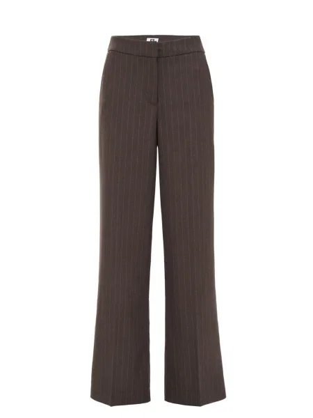 WE Fashion Hlače temno rjava siva