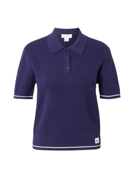 Calvin Klein Jeans Pulover robida / bela modra