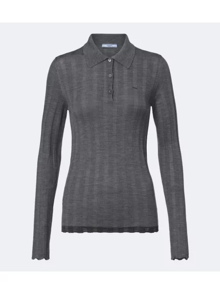 Tricou polo Prada de lână roz