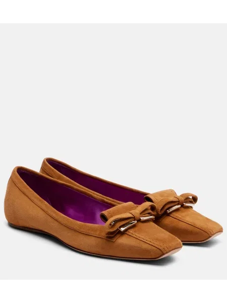 Balerini Roger Vivier din piele de căprioară maro