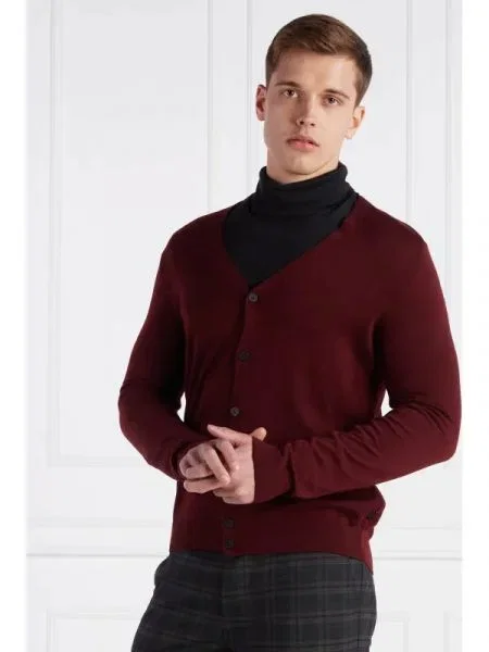 BOSS BLACK de lână cardigan mardon-l negru