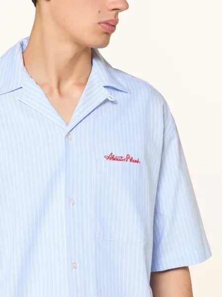 About:Blank Košile S Krátkým Rukávem Script Comfort Fit tmavě modrá bílá