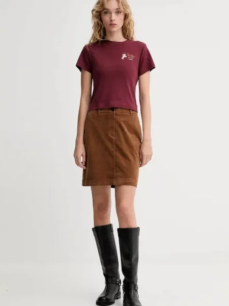 Marc O'Polo spódnica sztruksowa mini ołówkowa brązowy