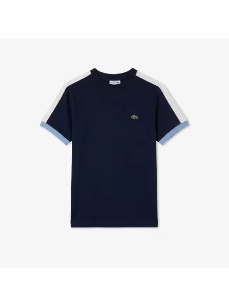 Lacoste T-Shirt Z Okrągłym Dekoltem Z Blokadą Koloru Regular Fit granatowy