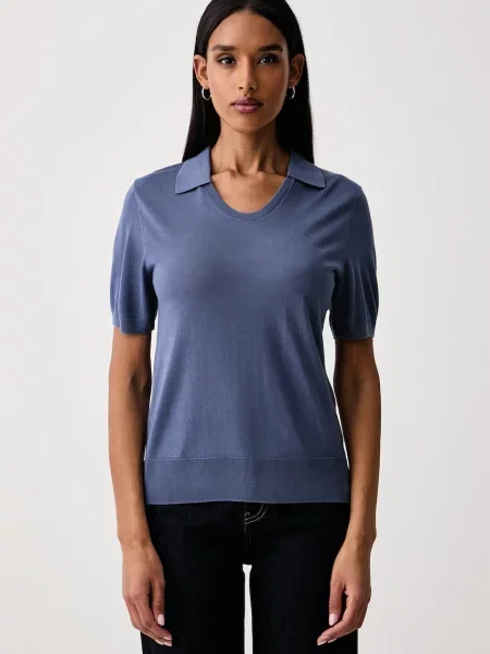 Tricou polo United Colors Of Benetton din lyocell albastru