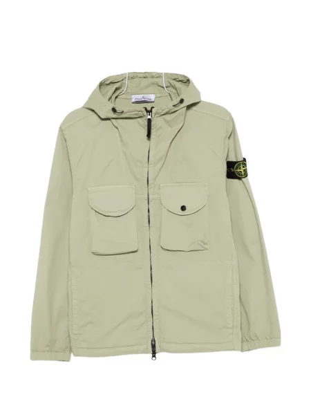Geacă Stone Island cu glugă cu strasuri verde