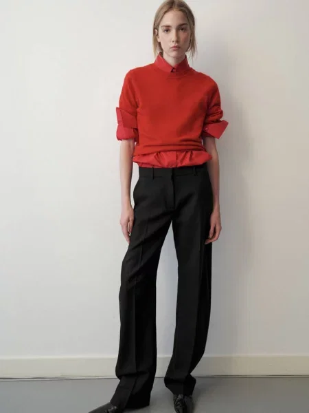 Sweter z kaszmiru z okrągłym dekoltem Kobieta XS MANGO czerwony