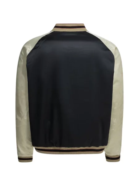 Reversibil geacă bomber Beams Plus din jacard alb