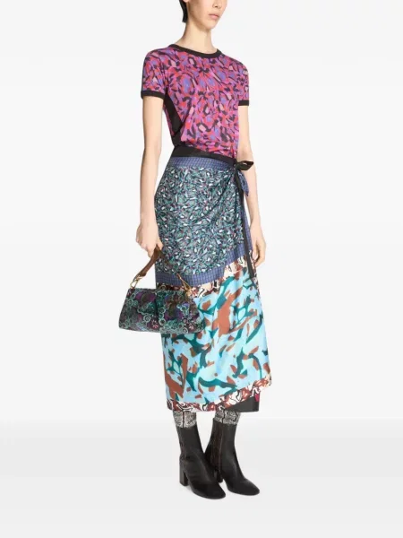 Geantă plic Dries Van Noten de catifea albastru